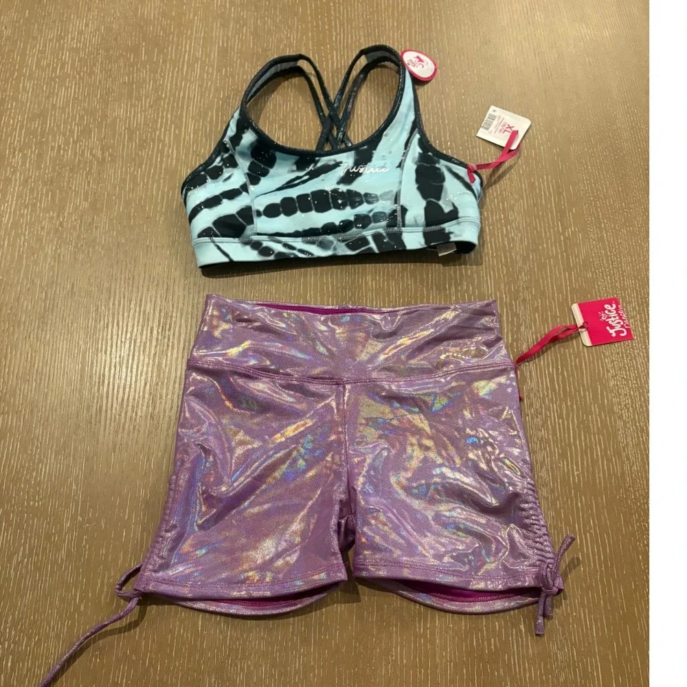 Justice Girls Activewear Lot Sports‎ Bra Shorts Biketard XL 16 18 NWT